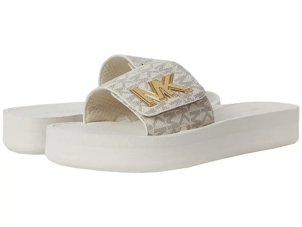 MICHAEL KORS PLATFORM SLIDE VANILLA 9 M